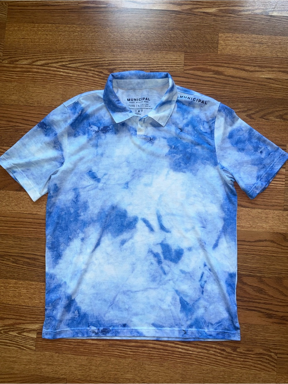 Men’s Municipal Blue Tie-Dye Polo Large